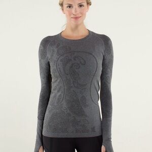 Lululemon Swiftly Tech long sleeves paisley gray Top yoga Pilates athletic 6